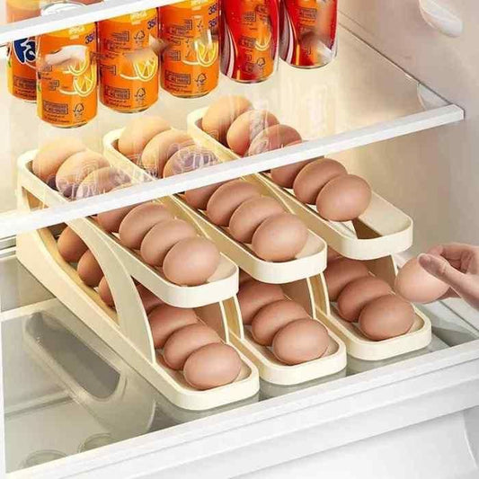 Egg holder with eggs inside a refrigerator