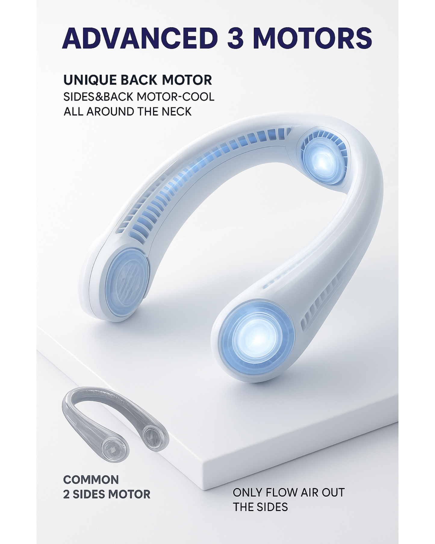 Neck massager with advanced 3 motors on a white background