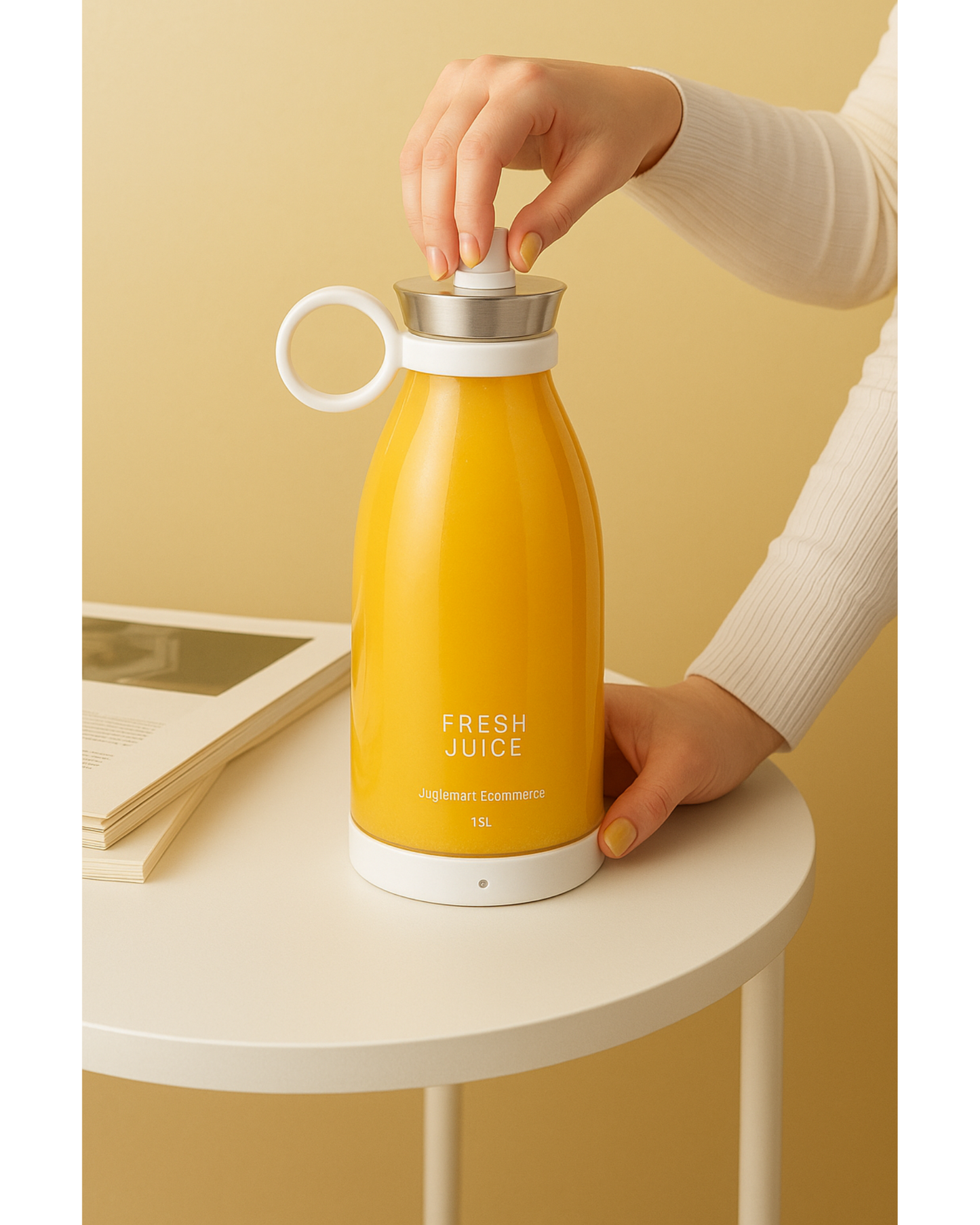 Portable Mini Juicer Bottle – USB Rechargeable Blender for Smoothies, Shakes & Fresh Juice (420ml, 4-Blade Design)