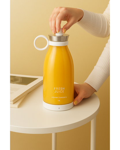 Portable Mini Juicer Bottle – USB Rechargeable Blender for Smoothies, Shakes & Fresh Juice (420ml, 4-Blade Design)