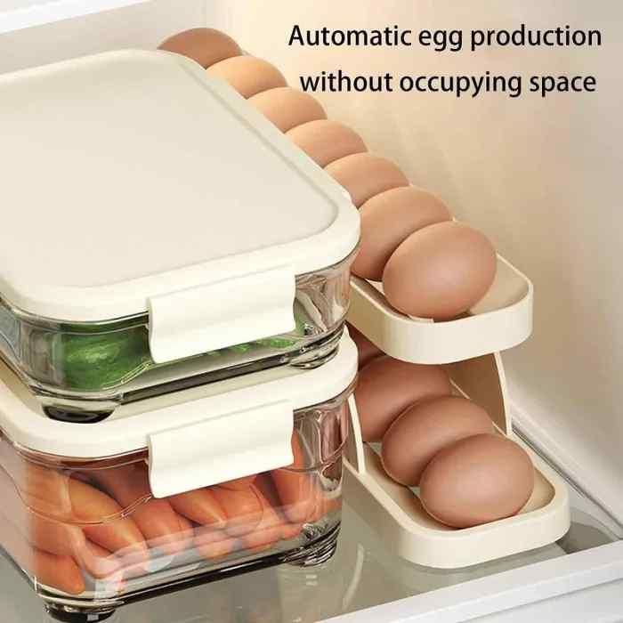 Egg storage container with eggs on a white background