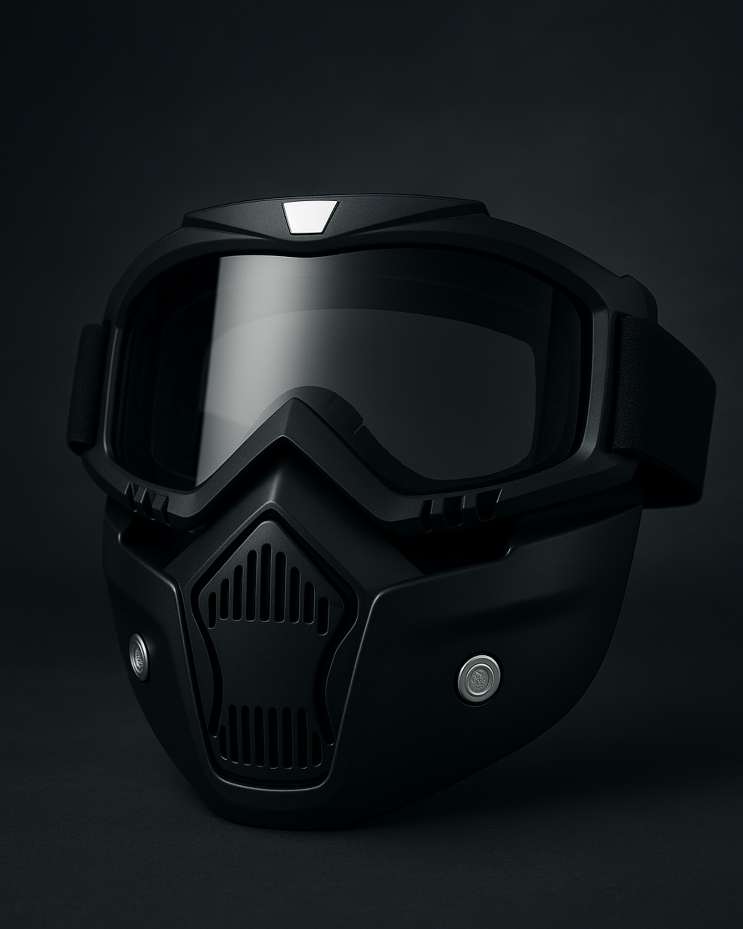 Black motorcycle helmet on a dark background