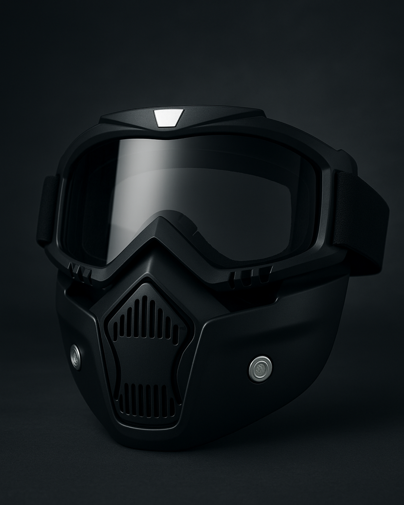 Black motorcycle helmet on a dark background