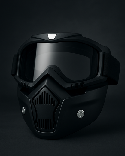Black motorcycle helmet on a dark background