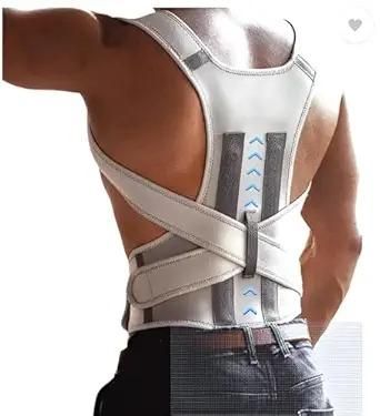 Back brace worn by a person on a white background