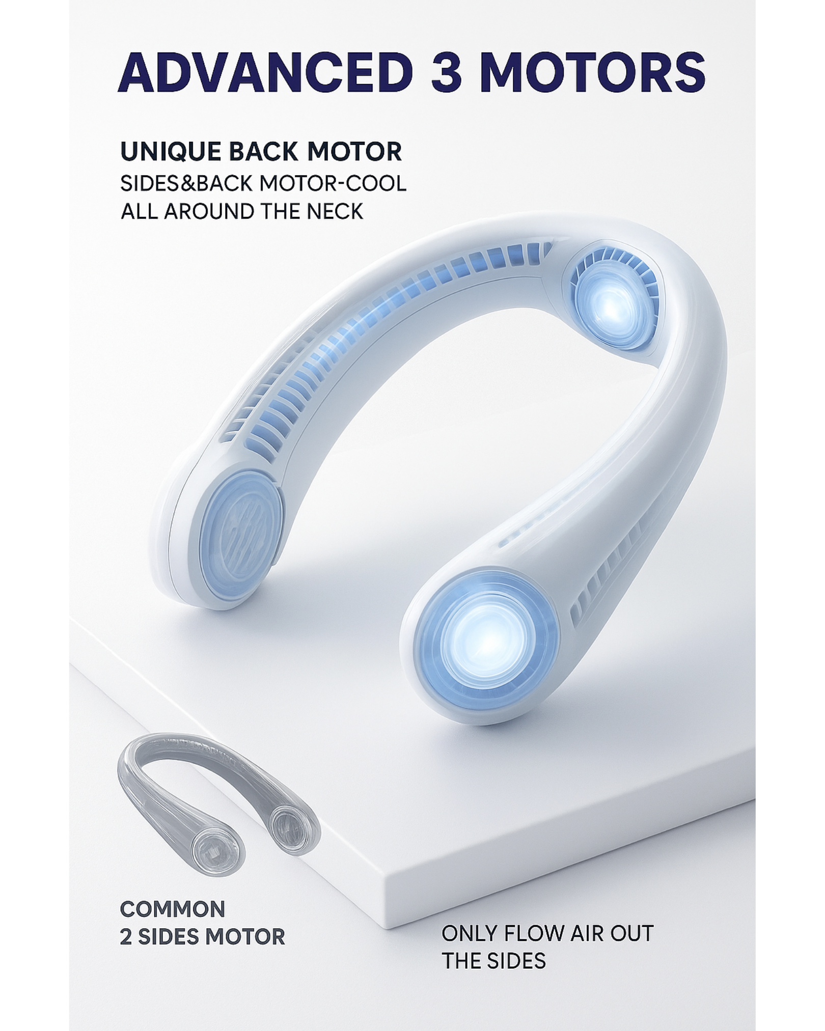 Neck massager with advanced 3 motors on a white background