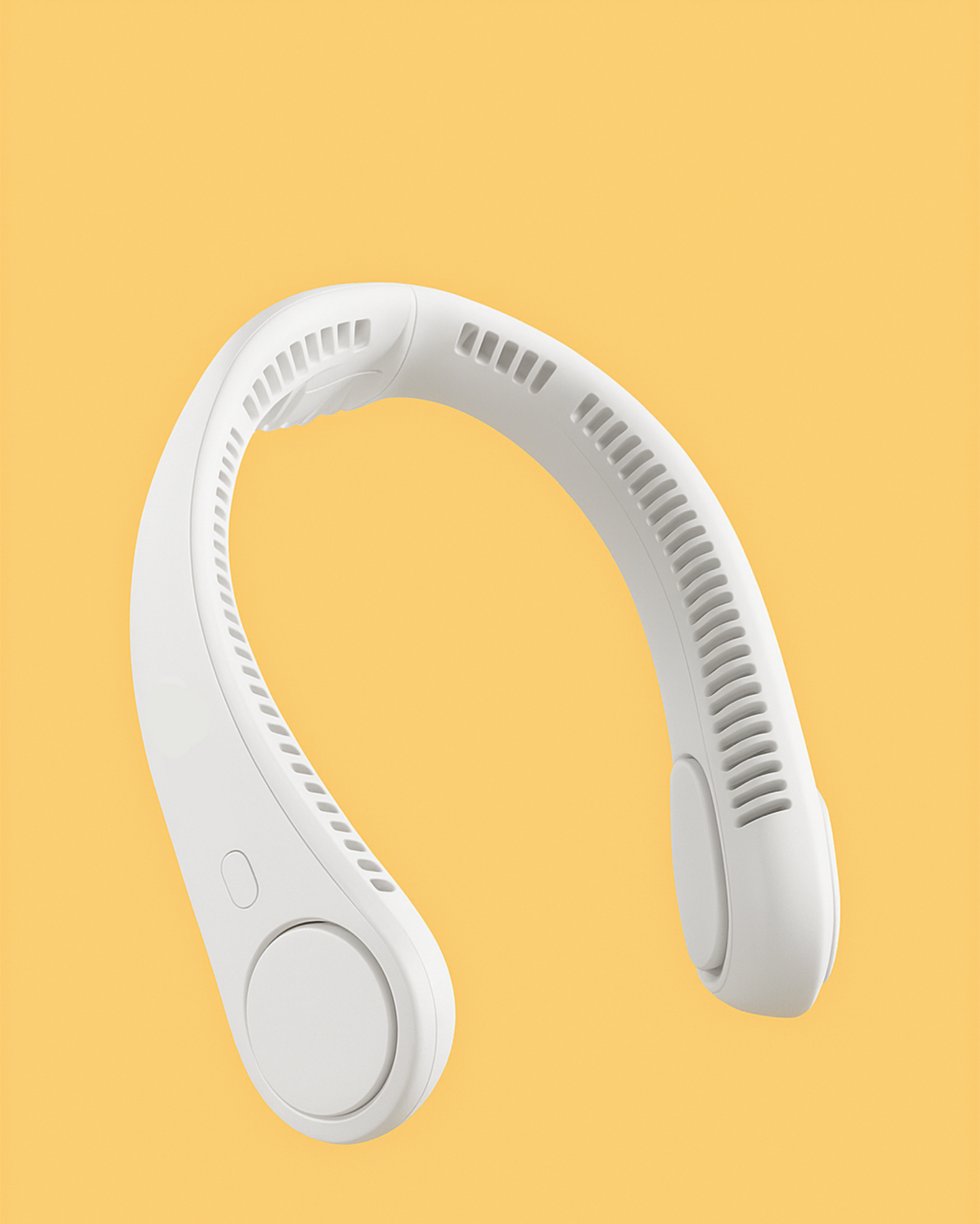 White neck support device on a yellow background