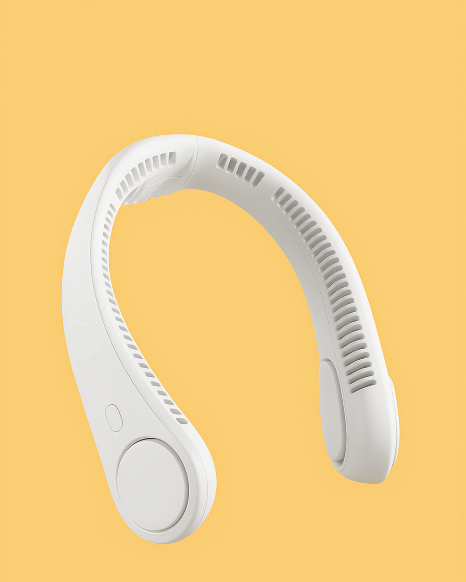 White neck support device on a yellow background