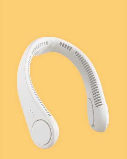 White neck support device on a yellow background